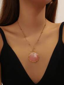 1 goldfarbene Edelstahl einfache Muschelanhänger Accessoire Halskette für Strandurlaub Frauen, Schlüsselbein-Kette
