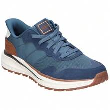 SKECHERS | Skechers Slip-ins Relaxed Fit: Slade Ultra Mercer dla mężczyzn – granatowe wsuwane buty z detalami – Loose Fit – pianka memory foam chłodzona powietrzem – wygodne – swobodne – model 211069-BLU