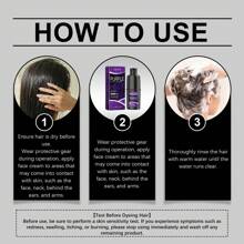 原装草本染发剂洗发水有效黑发洗发水自然发色红棕紫色洗发水3合1生长清洁头发家用泡沫头发深层滋养-100ML