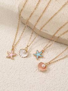 1 chiếc vòng cổ mặt vỏ sò biển mùa hè, quà tặng phụ kiện đi nghỉ cho bé gái - Nhiều màu - Xem 1