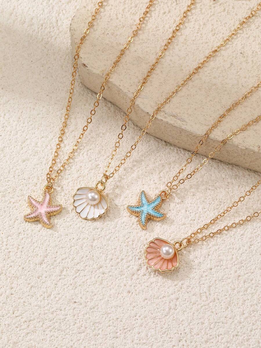 1 chiếc vòng cổ mặt vỏ sò biển mùa hè, quà tặng phụ kiện đi nghỉ cho bé gái - Nhiều màu - Xem 1