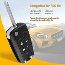 Key Fob Replacement For Chevy: 2013-2016 Malibu,2012-2017 , 2011-2016 Cruze, 2010-2016 Camaro, 2010-2017 Equinox, 2014-2019 Impala, Buick GMC,Keyless Entry Remote Control OHT01060512, Pack Of 2 - 5 Buttons-2 Pcs - View 6