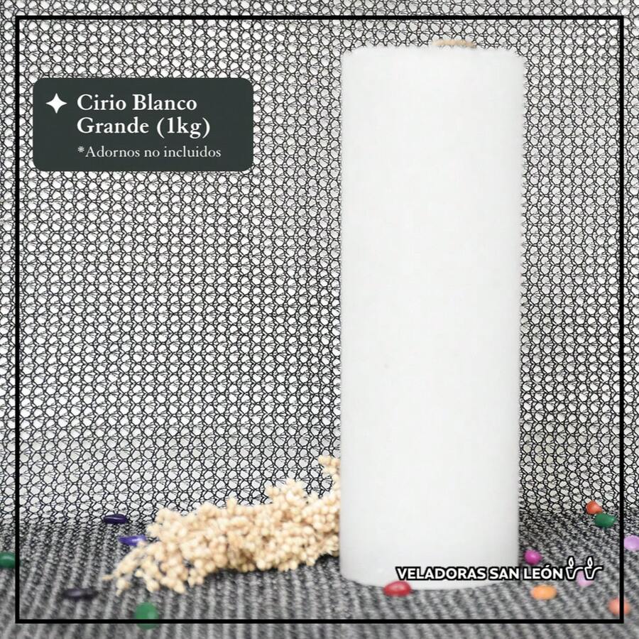 Cirio BLANCO / Vela/ Velón De Parafina Grande Para Decoración, Fiestas de Sembrina, Meditación, Iluminación De Emergencia En Hogares, Iglesias, Bodas, Decoración Del Hogar, Altares, Cena Romántica, Navidad, Año Nuevo, Festividades, 100% Parafina - Blanco - Ver 1