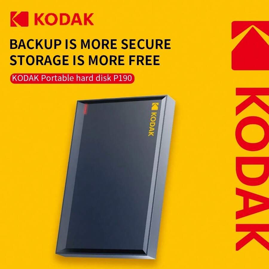 Kodak 1TB tragbare externe Festplatte mit 5 Gbit/s Hochgeschwindigkeit (120 MB/s), 2TB tragbare Festplatte für Spiele, kompatibel mit /PS3/PS2/PS1/Switch