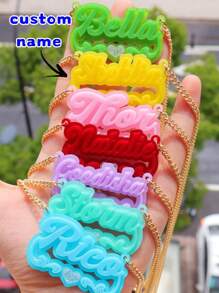 1 PC Colorful Acrylic Nameplate, Custom Necklace, Bling Name Necklace, Nameplate Necklace, Personalized Nameplate, Mother Day Gift, Gift For Her