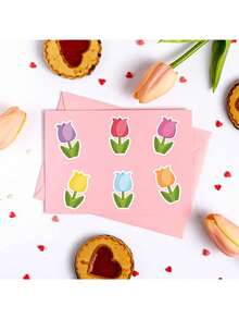 500pcs/Roll Colorful Asymmetrical Tulip Doodle Stickers, 1 Inch Cartoon Tulip Stickers, Suitable For Gift Boxes, Crafts, Handmade Journals, DIY Decoration, PVC Sticker - 500 Colorful Tulip Stickers - View 3