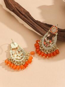 1 par de Aretes con Borlas y Flor en Estilo Bohemio, Lujosos y Exquisitos, Pendientes de Moda Hechos a Mano y Únicos para Mujeres, Adecuados para Viajes y Ocasiones de Fiesta