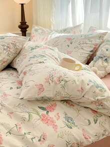 Bộ ga trải giường họa tiết hoa 2/3 món, vỏ chăn và vỏ gối mềm mại, thoáng khí, phù hợp với giường đơn, giường đôi, giường cỡ Queen, dùng được cả bốn mùa, trang trí nhà cửa, quà tặng ga trải giường, unisex, trang trí ký túc xá, có thể giặt máy. - Nhiều màu - Xem 6