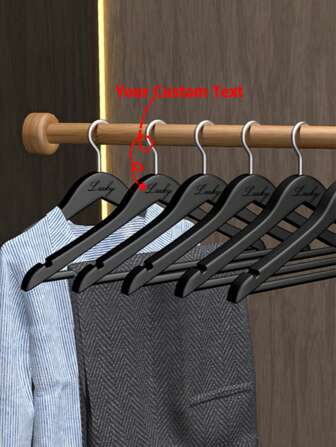 Customizable Text/Logo Wooden Thicker Non-Slip Hanger, Clothes Rack, Coat Hangers, Pants Hanger, Household Wood Hanger