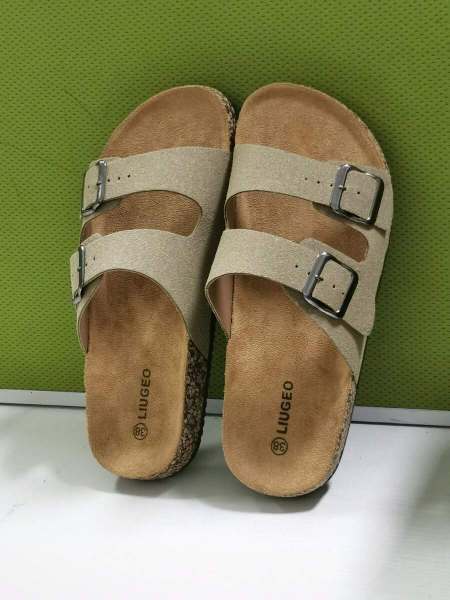 Men's Fashion Cork Sole Comfortable Insole Slip-On Mule Sandals Slippers Summer Outdoor Beach Walking Sandals - Khaki - View 1