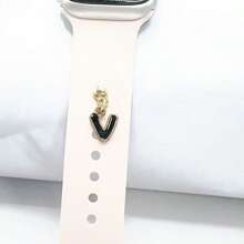 1pc Diamond Encrusted 26 English Letter Charm, Suitable For Silicone Watch Band Decoration