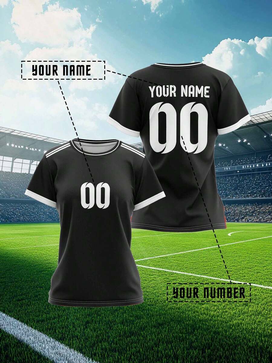 2025 定制运动服，夏季新款休闲户外训练运动单上衣短袖女式运动队俱乐部训练健身球衣上衣，前后印有姓名和号码，透气速干舒适，适合日常休闲、派对、白色汗衫 - 彩色 - 查看 1