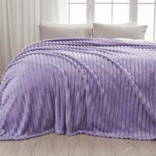 Super Soft King Blanket Pink Premium Silky Flannel Fleece 3D Ribbed Jacquard Lightweight Bed Blanket All Season Use (Pink Ribbed, King(90"X110")) - 薰衣草羅紋 - 查看 9