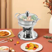 1 pièce Petit chauffe-plat de style chinois pratique. Marmite à fondue double poignée. Petite marmite à fondue simple en acier inoxydable. Ustensile de cuisine pour faire bouillir des ragoûts