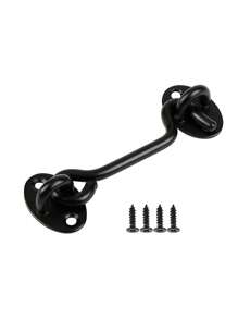 Gancio anti-vento in acciaio inossidabile nero, accessori per gancio per finestra rinforzato, accessori per gancio per finestra, gancio in acciaio inossidabile, accessori per gancio per finestra rinforzato con un aspetto elegante, semplice e pratico, che aggiunge privacy a qualsiasi porta scorrevole, perfetto per fissare la posizione di porte, cancelli e finestre, adatto per bloccare strappi, porte di capanni o finestre che si aprono