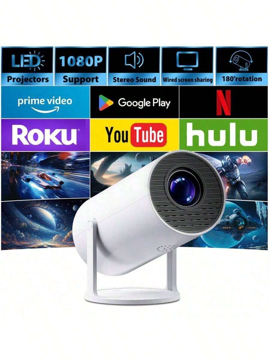 Portable HD Projector, Summer Party Projector,Suitable For Home Theater And Outdoor Camping,Compatible With TV, Computers, And Tablets,Upgraded 4K 1080P Projector 180°Rotatable Big Screen Movie Projector ,Enhancing Your Viewing Experience