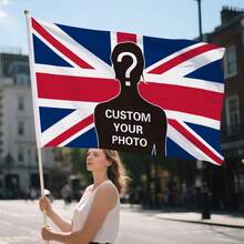 Customizable UK Flag Wall Decor, Can Add Personalized Photos, Text, For Bedroom, Office, Garden, Birthday, Party, Gifts For Friends, Family, Elders, Various Sizes Available, Can Add Logo, Cute Pet Portraits, Colorful UK Flag - Multicolor - View 2