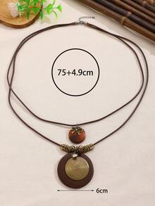 1pc New Chinese Style Zen Retro Star Feather Bowknot Multi-Pendant Long Necklace For Women, Fashionable National Style Elegant Delicate Accessory Suitable For Daily, Vacation, Holiday Wear - Ancient Bronze - View 8