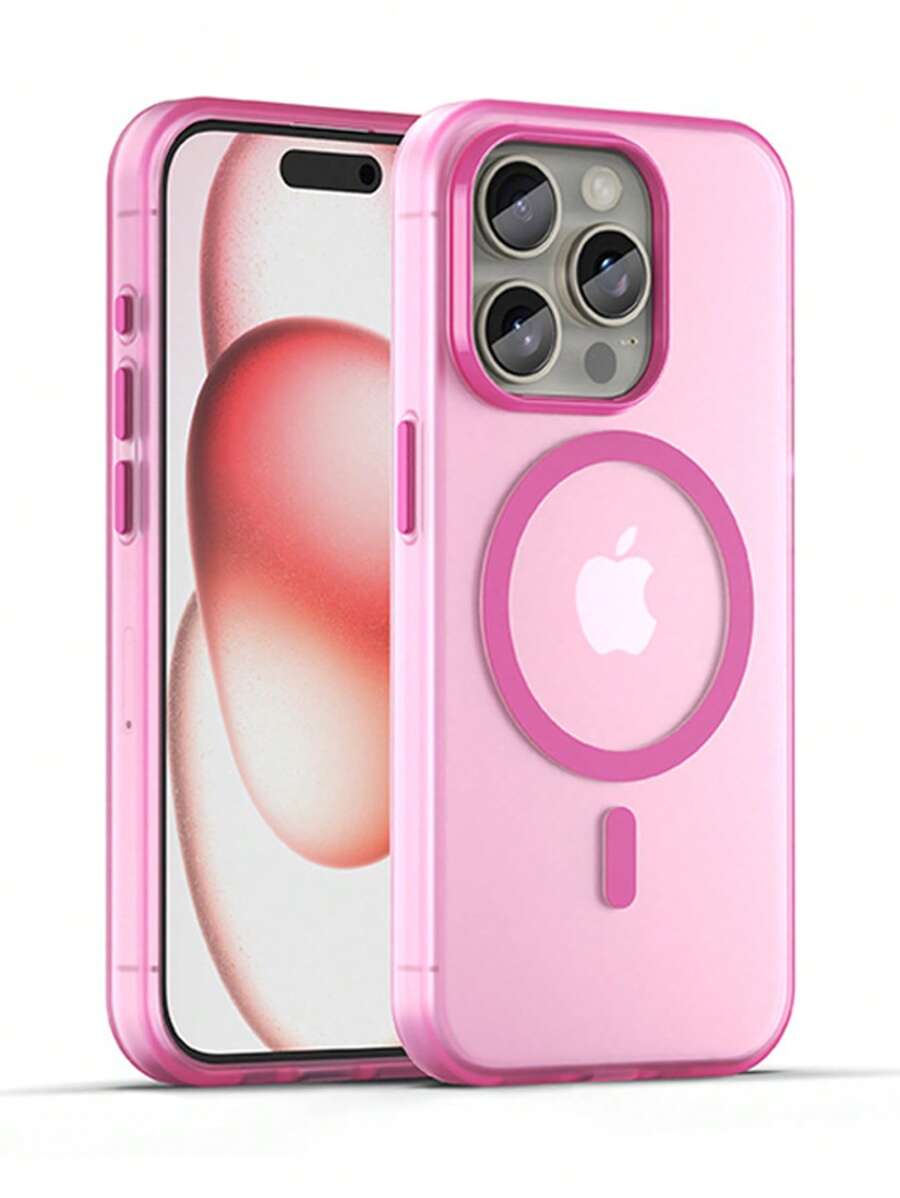 Funda magnética para teléfonos de 13 y 14 pulgadas [compatible con Magsafe], translúcida y esmerilada, de corte ajustado, resistente a golpes, para mujer y hombre, para teléfonos de 13 y 14 pulgadas (6,1 pulgadas), color rosa