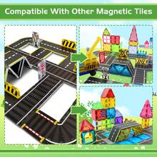 16/26pcs Magnetic Building Tiles, Traffic Theme Road Planning Construction Toy Set, Durable ABS Structure With Race Track And City Road Extension, Suitable For Children's Festivals And Birthday Gifts