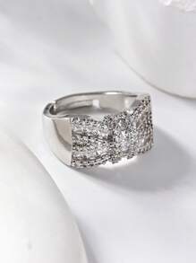 1Pc Luxury Gold Cubic Zirconia Twisted Cross Decorative Ring,Open Adjustable Women's Rings,Summer Fashion Accessories,Suitable For Daily,Wedding,Festivals,Party Wear,Elegant Jewelry Gift,Valentine's Day Gift.