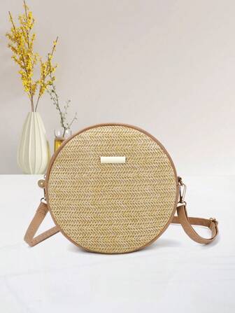 Bolsa de mimbre mini con diseño metal