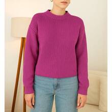 Blusa De Frio Feminina Tricot Manga Longa Bufante Casual De trico  Moda  Diário    Inverno