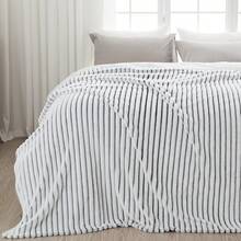 Super Soft King Blanket Pink Premium Silky Flannel Fleece 3D Ribbed Jacquard Lightweight Bed Blanket All Season Use (Pink Ribbed, King(90"X110")) - 黑白羅紋 - 查看 9