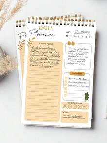 BUBU 1pc Spiral Daily Planner To Do List Notepad - Undated Goals Planning Pad With Hourly Schedule Tear-Off Notepad,Stationery Office School Supplies Back To School - Multicolor - View 7