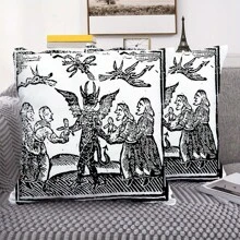 1 PIEZA Funda de almohada de peluche suave con diseño de bruja y demonio - 18x18 pulgadas, cierre con cremallera, lavable a mano - perfecto para la decoración del sofá y el dormitorio