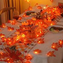 秋季枫叶串灯，逼真的枫叶搭配暖白灯泡，适合万圣节、圣诞节、感恩节、母亲节和婚礼等室内/室外装饰，秋季家居装饰，万圣节装饰，圣诞节装饰，家居圣诞礼物，圣诞装饰品 - 彩色 - 查看 4