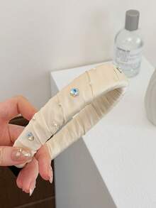 1 件缎面水钻包裹头带，柔和色调高端时尚法式发箍，适合学校、约会、日常佩戴，送给女性朋友、情侣、返校、同学的礼物，女士发带头带，发饰， - 彩色 - 查看 12