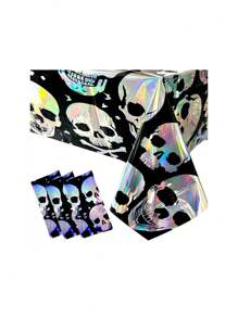 1PC Halloween Skull Table Mat Decoration Disposable Tablecloth Perfect For Festive Scene Decorations Ideal For Halloween Parties And Events Spooky Themed Decor For Home And Outdoor Celebrations Home Decor Halloween Decor Fall Decor Room Decor Autumn Decor