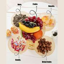 Rotating Fruit Basket Bowl Snack Candy Dish Countertop Fruit Stand For Home Party - Grey - View 5
