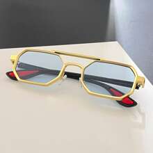 1 Metall geometrischer Rahmen Brillen, lässige dekorative Gläser