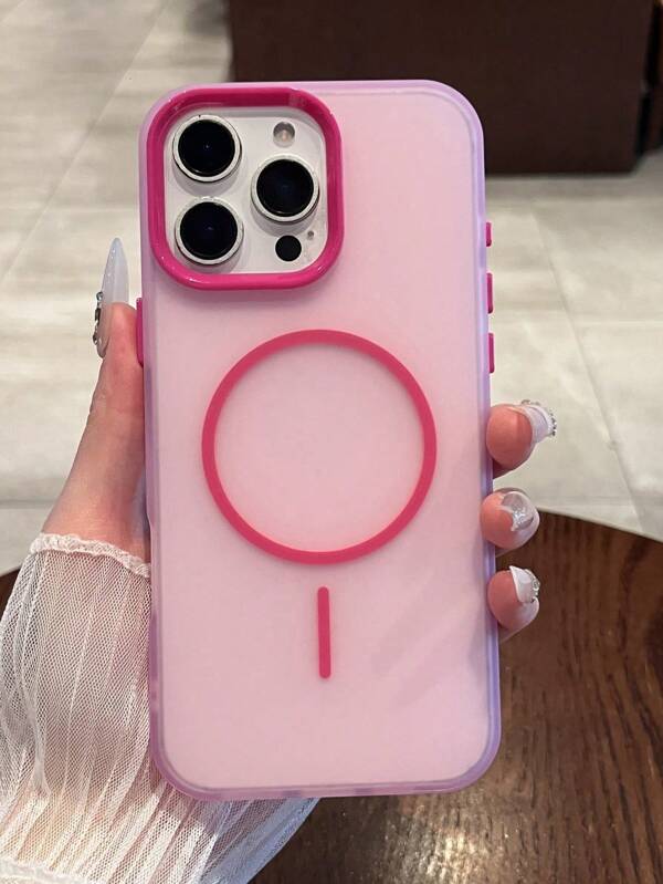 DECOPHONE Pink Luxury Translucent Magnetic Wireless Charge Phone Case Compatible With IPhone 16 15 14 13 12 11 Pro Max 16 Plus Clear Protection Shockproof Bumper Cover