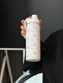 1pc 600ml Bowknot Rose Series Water Bottle Original Double Layer Stainless Steel Insulated Cup Cooling Cup Vacuum Bottle And Insulated Bottle, Travel And Outing Cup Gym And Outdoor Sports Cup Flat Bottomed Cup Car Cup Winter And Summer Drinking Utensils Holiday Gift Birthday Gift Stainless Steel Insulated Cup - Multicolor - View 7