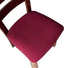 Seat Covers For Dining Room Chair Seat Slipcovers Kitchen Chair Covers (Beige, 4 Pcs) - 酒紅色 - 查看 1