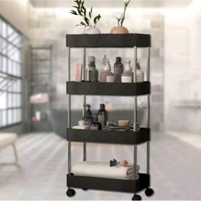 Prateleira Carrinho Auxiliar Organizador de Objetos Multiuso 4 Andares com Rodinhas