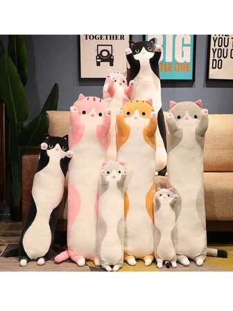 Molutian 2 Sizes (50/70cm) Long Plush Cat Doll, Cute Animal Cat Creative Long Soft Plush Doll, Office Rest Sleep Pillow Cushion Stuffed Gift Doll, Children Birthday Gift, Christmas Gift, Girls Gift