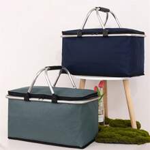Canasta plegable extra grande de 30L - Organizador aislado premium con asa de metal cómoda - Perfecto para aventuras al aire libre, reuniones familiares, camping, barbacoas, compras y viajes - Almacenamiento plegable sin esfuerzo