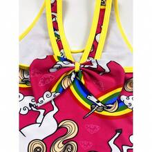 Girls One Piece Rainbow Unicorn Swimsuit Stars Print Swimwear Bathing Suit - Kỳ lân hồng - Xem 5