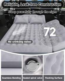 Truck Air Mattress Back Seat| Inflatable Car Camping Mattress Bed For Back Seat, SUV Blow Up Rear Seat Sleeping AirBed For Van Travel With Pump & Pillows - Xám - Xem 4