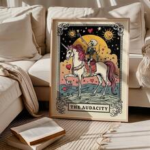 1张塔罗牌墙饰水晶骷髅极简主义海报，哥特风格女性力量装饰，适合暗黑学院风宿舍，大胆女神礼物和巫术墙饰（哥特式印刷品） - 彩色 - 查看 2