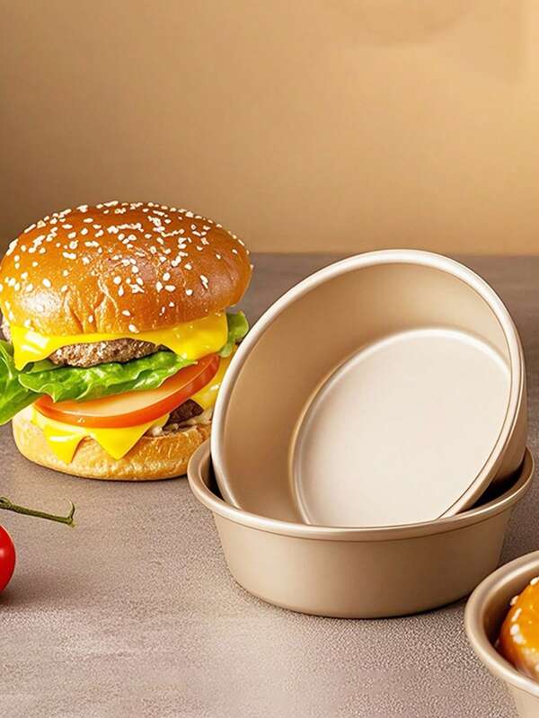 1 Peça Forma de Hambúrguer Dourada, Tigela de Bolo, Forma de Assar, Adequada para Pão, Bolo, Torta de Carne, Ovo Cozido a Vapor, Pão de Hambúrguer, Adequada para Casa, Hotel, Restaurante, Padaria, Festa, Festa