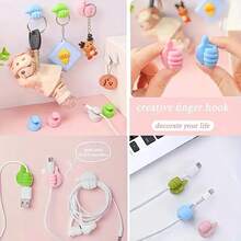 8 件手工造型橡胶汽车收纳挂钩 - 自粘式迷你电缆和时尚眼镜架，用于仪表板整理的汽车配件，塑料绿色装饰夹，汽车挂钩，俏皮设计，坚固结构 - 彩色 - 查看 4