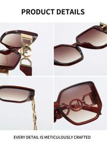 XVBQ 1 par de gafas elegantes de moda con marco grande y decoración de metal, adecuadas para uso diario, con empaque