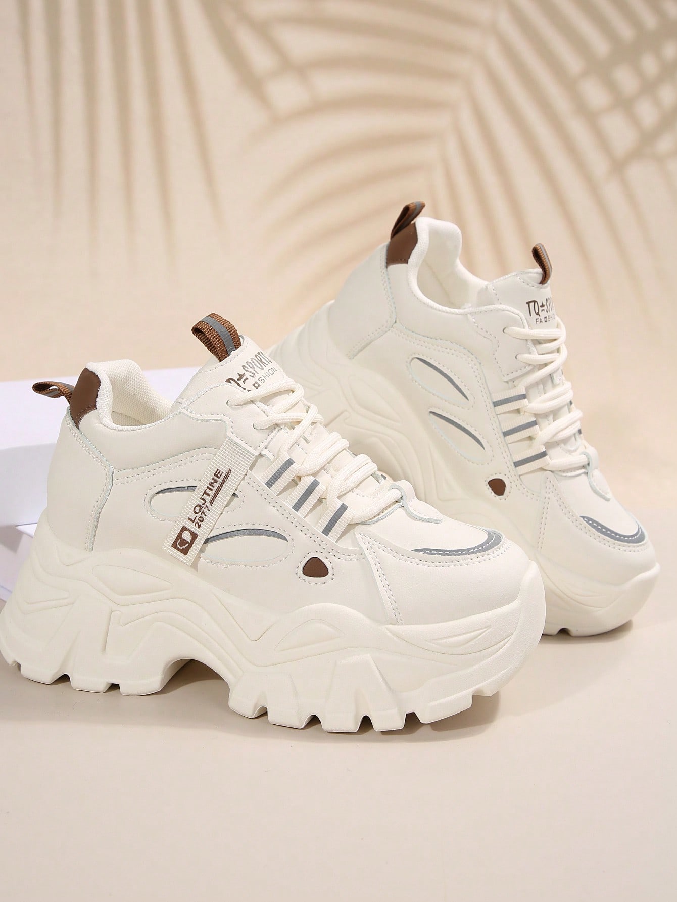 كعب مخفي أبيض، أحذية رياضية كاجوال نساء، أحذية منص...