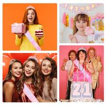 6/3/1件套 - 女孩生日绶带、女孩生日皇冠、女孩生日丝带、女孩生日头带、女孩生日发箍、女孩生日眼镜、生日女王时尚眼镜、生日派对礼品、闪亮时尚、生日派对用品 - 彩色 - 查看 9