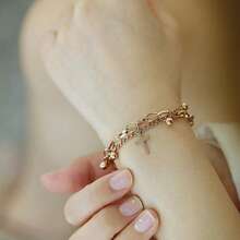 1pc Fashionable Stainless Steel Double Layer Cross Bracelet & Anklet
